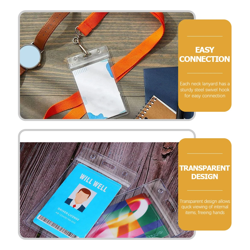 

Compact PVC Polyester Lanyard ID Badge Holder Transparent Card Protector Corrosion Resistant Portable Store Display Suitable