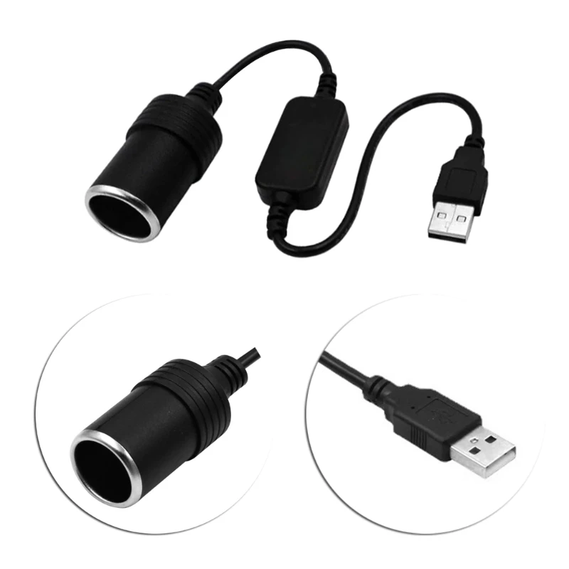 

2pcs 5V USB to 12v Car Outlet Converter Adapter Cord Male to Female 35CM Long