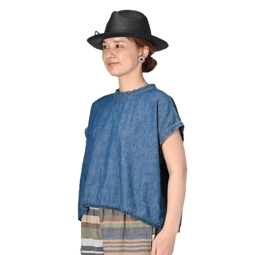 

High Street Trendy Embroidered Lace Denim Vest Shirt 45R Washed Retro Style Clothing Direct Supply