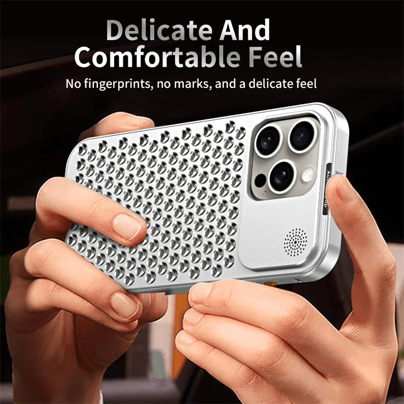 Metall-Aluminium-Hohl-Kühl-Handyhülle für iPhone 14 13 12 16 Pro Max 15 16 Plus, Aromatherapie-Diffusor, abnehmbare hintere Abdeckung