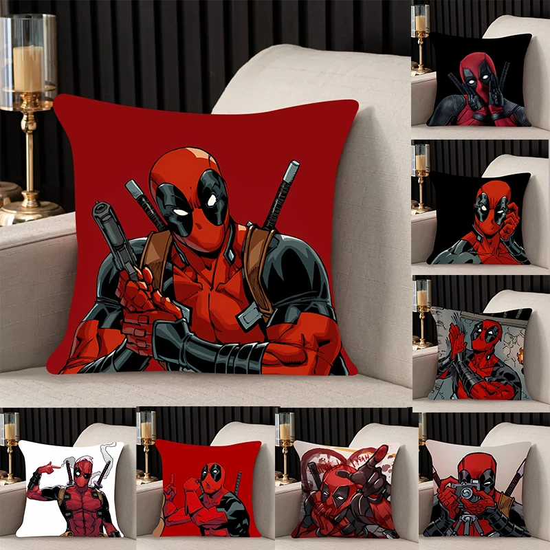 

home decor Pillow Cover Deadpool iving room bedroomo office car 45x45 Dakimakura Throw Pillows Square Pillowcase boy style gift