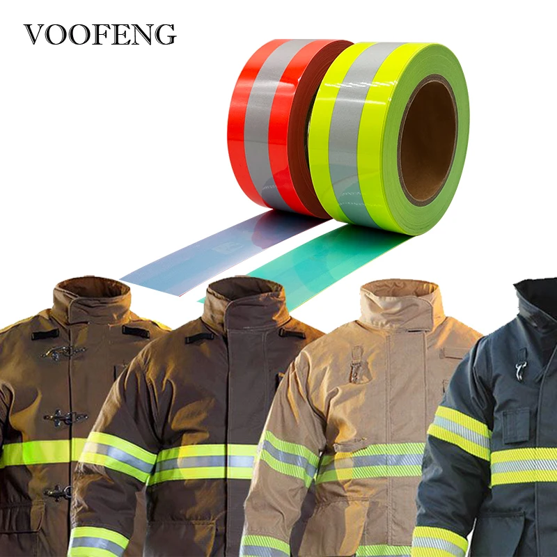 VOOFENG Bicolor Reflective Heat Transfer Film Reflective Vinyl Iron on Workwear Clothes T-Shirts  Warning Tape Safety Mark