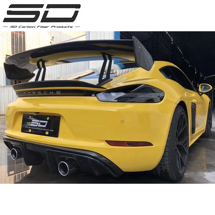 Clubsport Style Dry Carbon Fiber Rear Diffuser Rear Bumper Lip For 718 Cayman