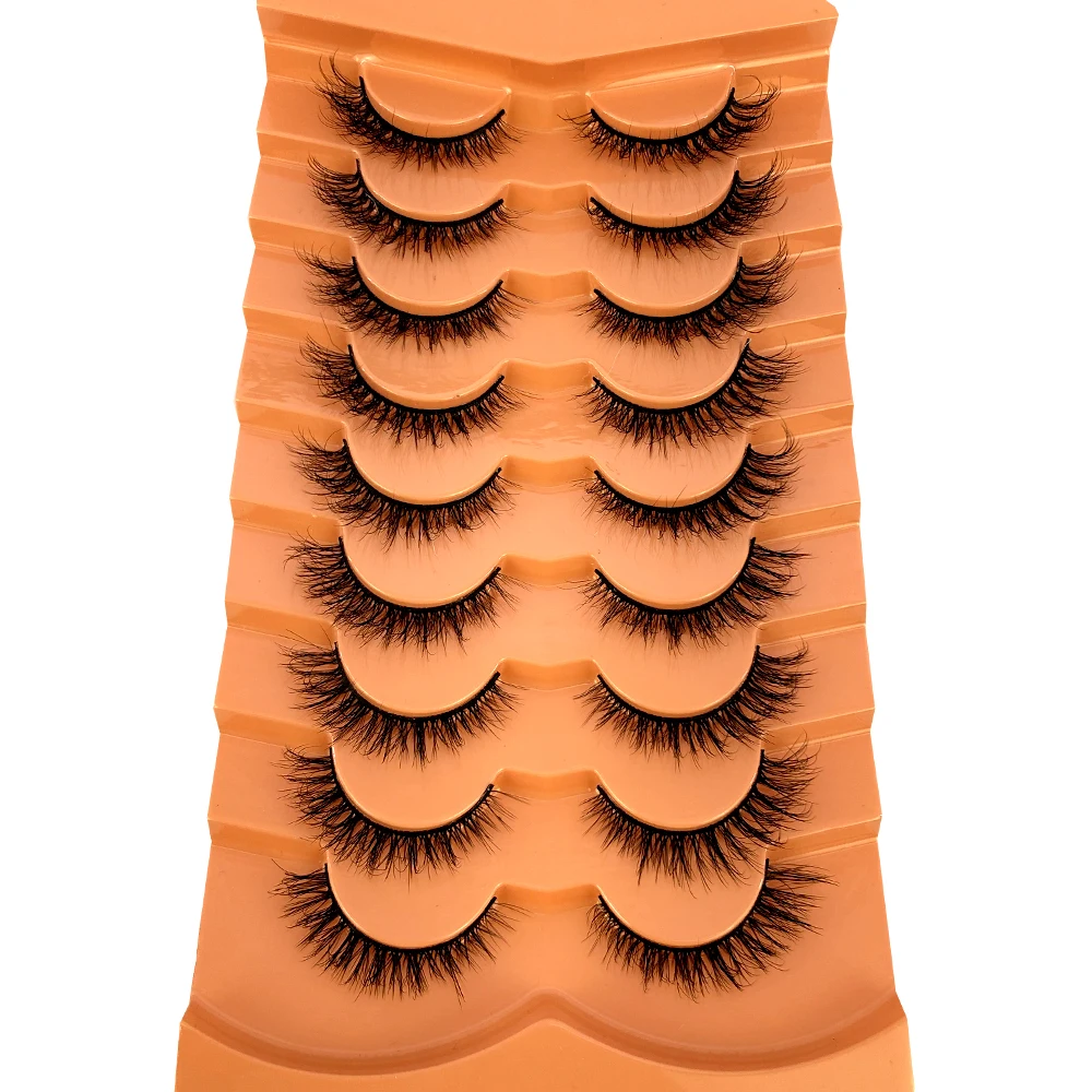 Nerz-Wimpern Flauschige Katzenaugen-Wimpern Wispy 6D Volumen Künstliche Wimpern Wie Extensions Aussehend Dicke Weiche Lockige Falsche Wimpern 9 Paare – Detail 5