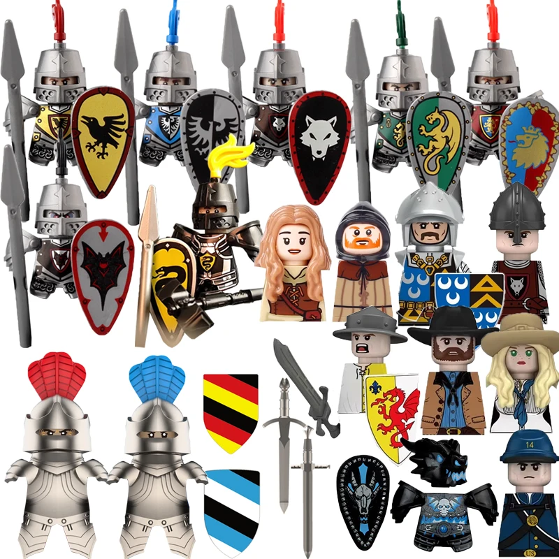 

Средневековые MOC, Англия, Франция, войны, фигурки, строительные блоки, зеленый дракон, черная змея, рыцари, благородный воин, мальчик, игрушки, подарки B11