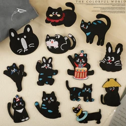 Cute Cat Emblem Embroidered Cloth Stickers Cartoon Flowers Clothing Patches Iron on Patches DIY Jackets Sew Sticker