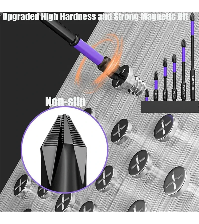 6/12 Pcs Magnetic Screwdriver Bits Non-slip Shockproof Phillips Impact Bits Hex Shank Alloy Steel Bits Suitable for Power Tools