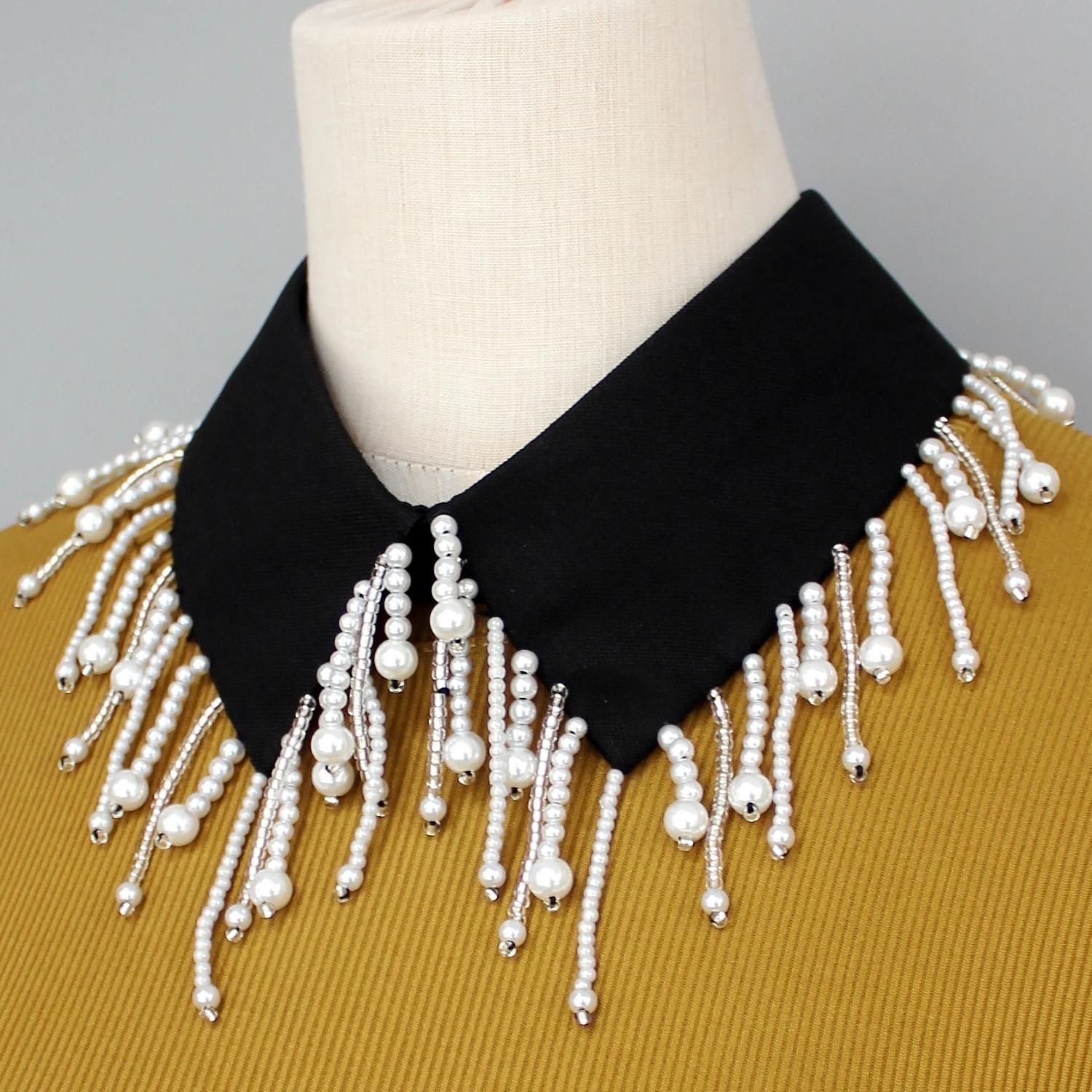 1 Stück Perlenkragen mit Perlenketten, handgefertigt für luxuriösen, glänzenden und exquisiten Look. Das ist etwas Außergewöhnliches. – Detail 4