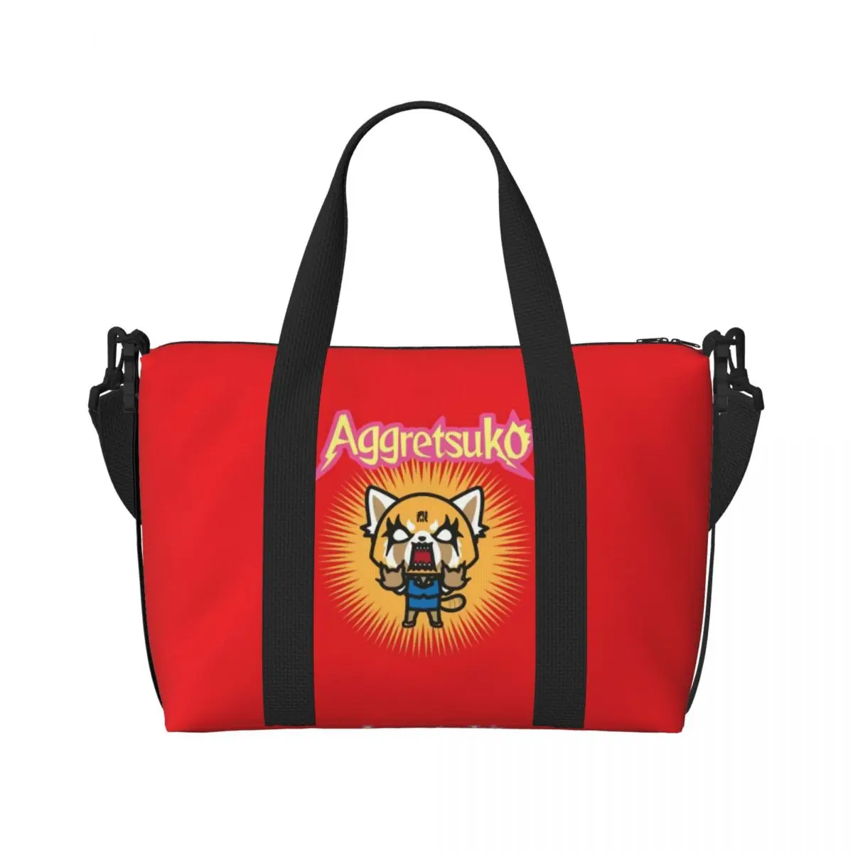 

Custom Large Japan Anime Aggretsuko Cartoon Tote Bag for Women Shopper Shoulder Gym Beach Travel Bag