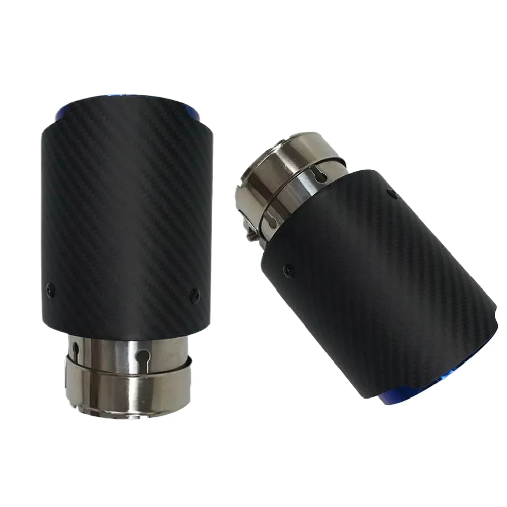 

1 Pcs Universal Car Carbon Fibre Tail Throat Stainless Steel Silencer Blue Plating Twill Matte Muffler Exhaust Nozzle Tip