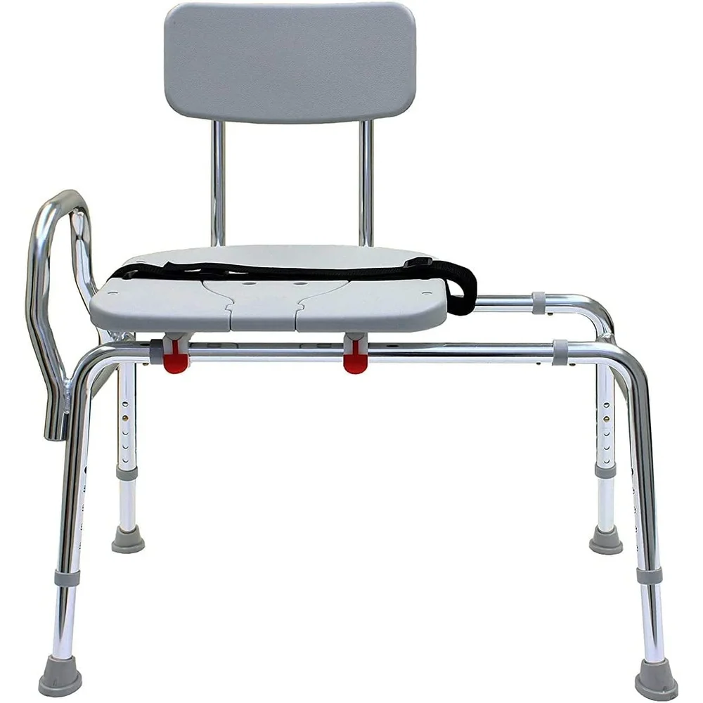 Sliding Transfer Bench Bathtub Adjustable Height Lightweight Plastic Safety Belt Shower Chair Elderly Disabled Easy Access