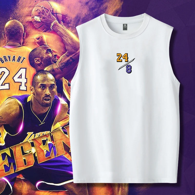 Los Angeles Lakers Kobe Memorial Number 8 24 Sports Cotton Svel T-irt Fitn Running Vest round Ne Loose Fit T-irt
