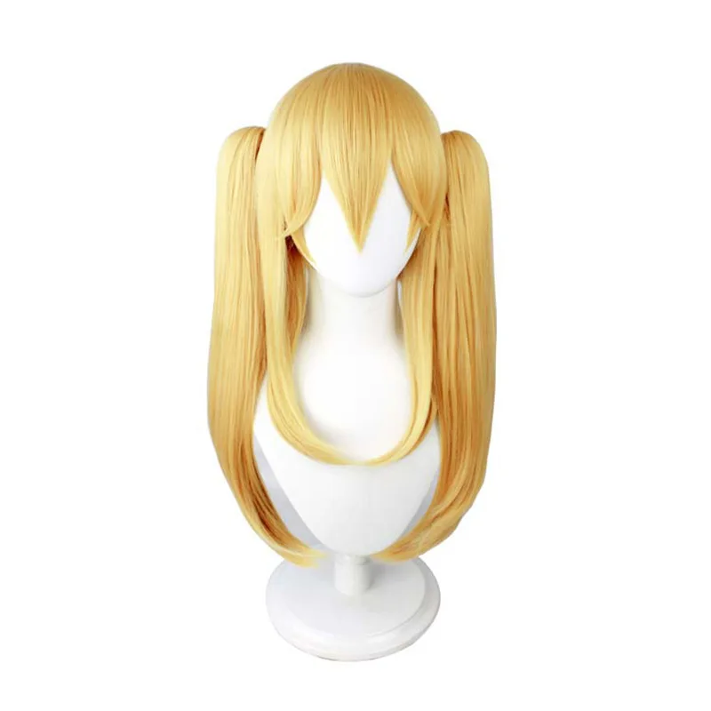 Gambling Abyss Cos Wig Early Grade Girl Yaya Li Anime Long Hair Light Gold Straight Cosplay Tiger Mouth Clip Double Horse Tail