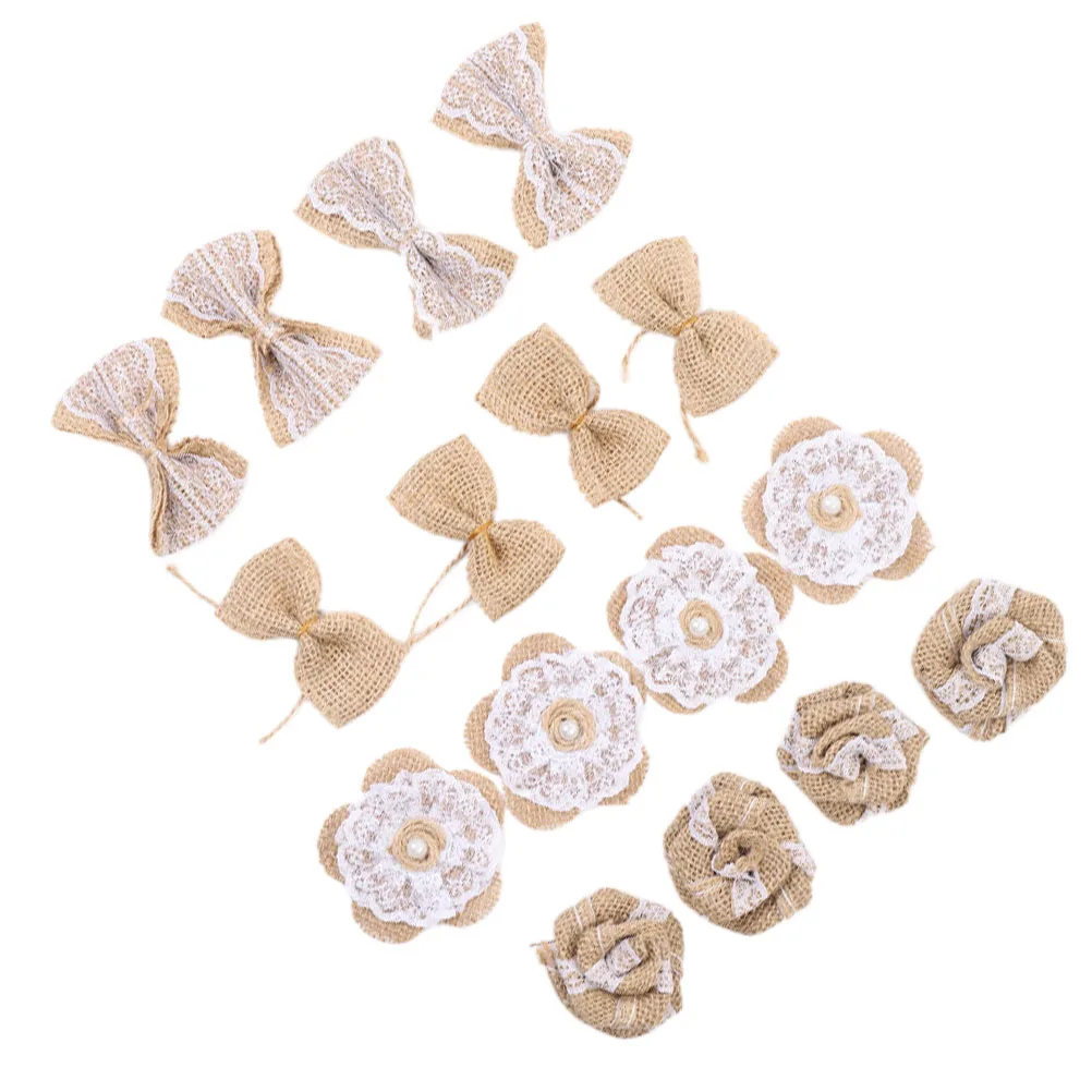 

16 pcs Jute Flowers Wedding Bridal Accessories Chest Head Strings Festival Party Atmosphere Kindergarten Garden Rought Texture