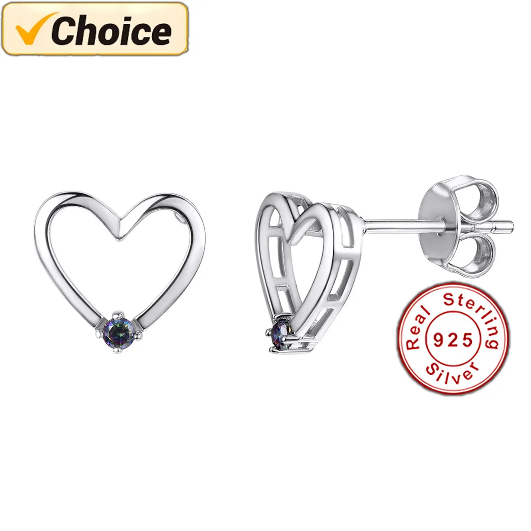 

Heart Earrings Silver 925 Women's Earrings Stud Style Simple Allergies Adult Cute Mother's Day Gift