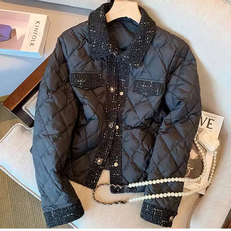 

2025 New Fashion Women Black Parkas Winter Casual Loose Cotton Padded Jackets Lightweight Ladies Puffer Outerwear Quilted Coats