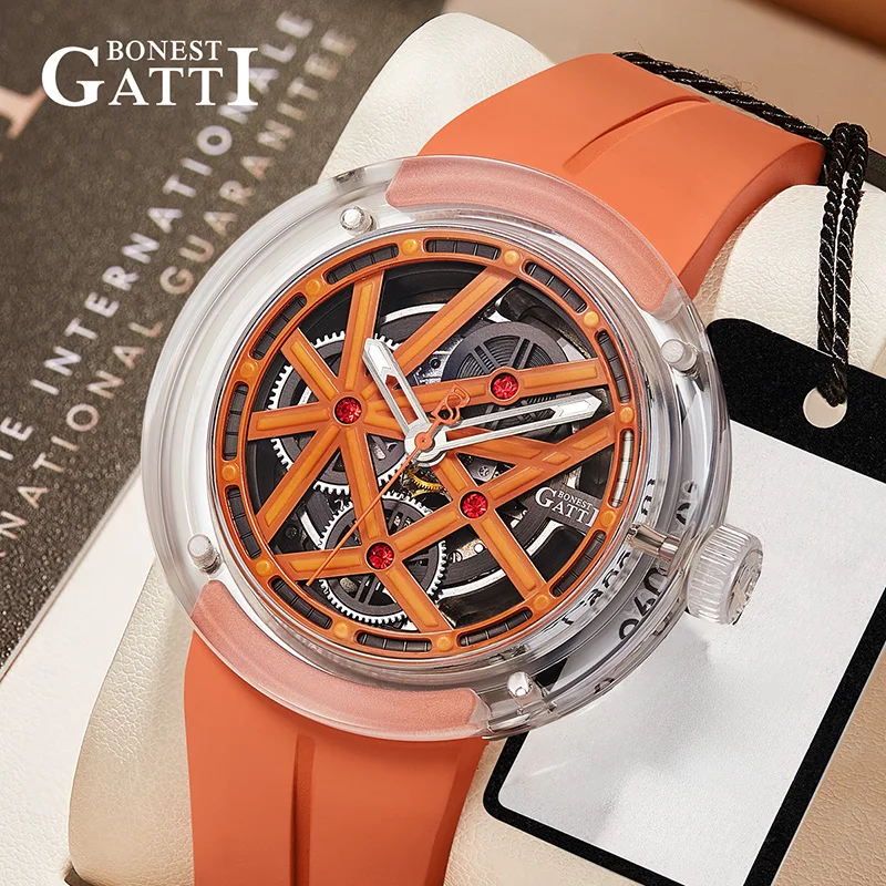 BONEST GATTI Men's High-Quality Stainless Steel Sports Watch Fashion Mechanical Clock