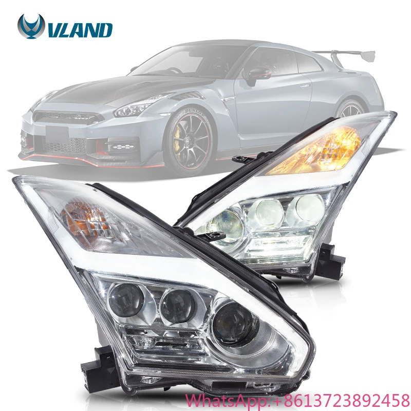 

VLAND LED Day Running Light Car Accessories R35 Headlight Assembly 2008-2023 Modified LED Lens for Nissan GTR