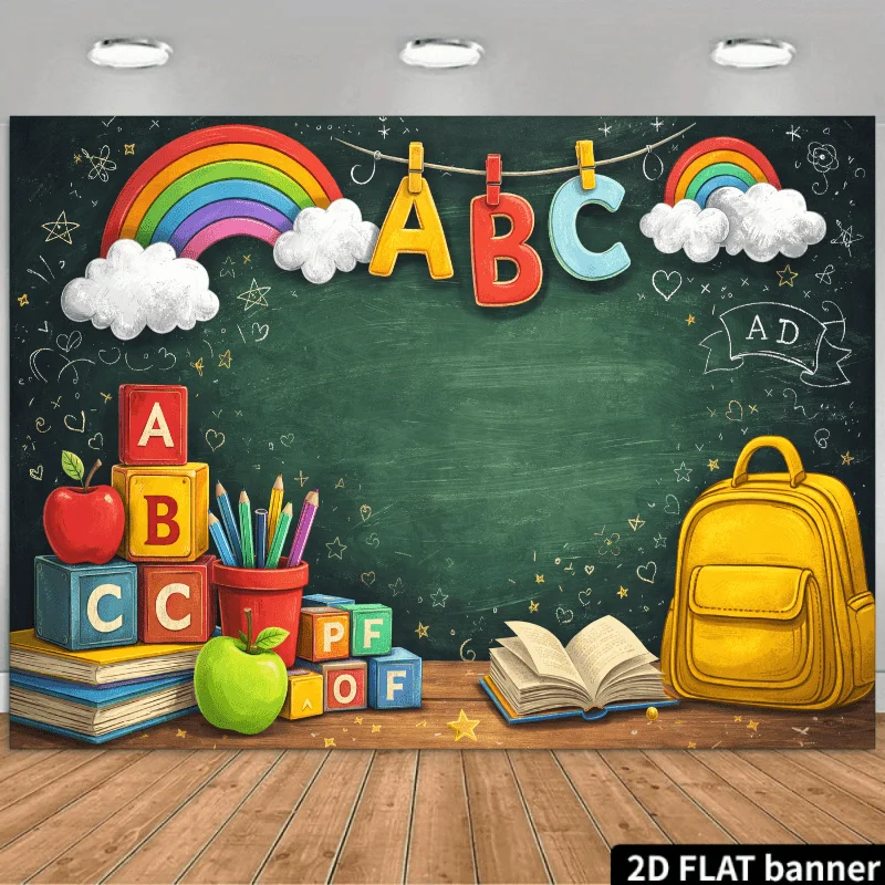Un tissu de fond pour bannière plate bidimensionnelle avec un design de style tableau noir, sur le thème de l'apprentissage sur le campus.