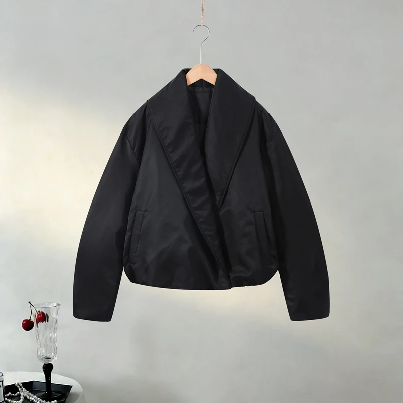 Modische Y2K Satin-Bomberjacke für Damen, Mauve, Puffärmel, Kurz geschnitten, Reißverschluss, Freizeitjacke, Frühjahr 2026, schicke Streetwear, Neu – Detail 7