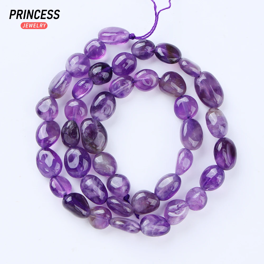 A+ Natural Amethyst 7-8*10-12mm Pebbles Irregular Loose Beads for Jewelry Making Necklace Bracelet Stone Beads DIY Accessories