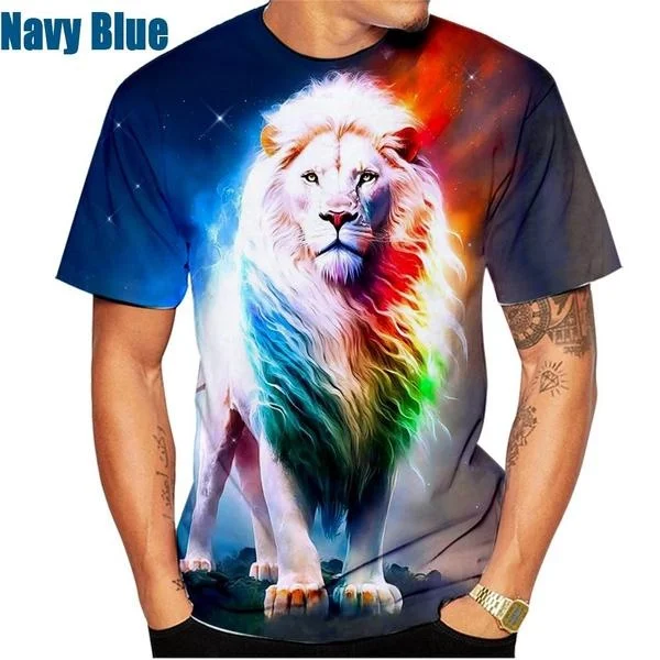 

Men's 3d Printed Lion T shirt Animal Print Fire Lion Tshirt Cool Personality Casual Unisex T-shirt Tops