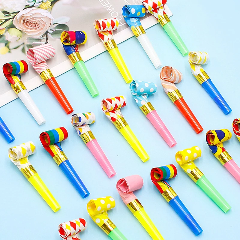 20/40 ชิ้น Lot เป่านกหวีดมังกรตลกสีสันนกหวีดเด็กวันเกิด Party Blow Roll Cheer Props ของเล่น