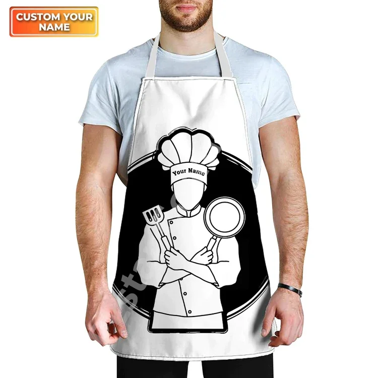 

Chef Pattern Apron Cook Apron Personalized Name Apron 3D All Over Printed Apron