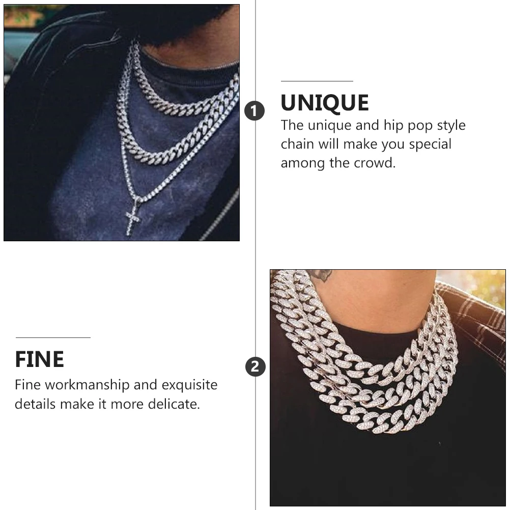 

Cuban Necklace Men'S Hip Hop Style Vintage Alloy Punk Chain Jewelry For Boys Decorative Accessories Fashion Necklaces Retro Male