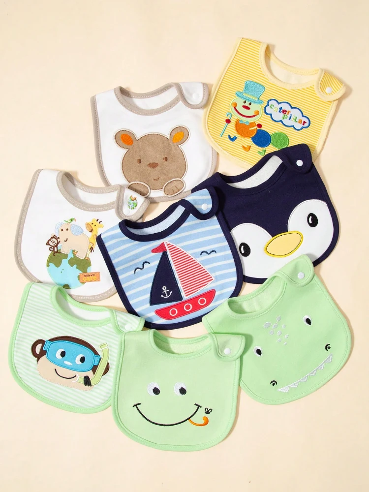 3pcs random children\'s baby carrier U-shaped newborn saliva towel food saliva pocket three-layer waterproof