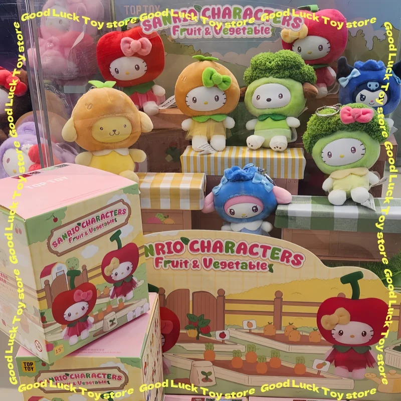 

New Sanrio Characters Fruits & Vegetables Mini Series Plush Blind Box Hello Kitty Keychain Ornament Bag Pendant Doll Kids Gifts