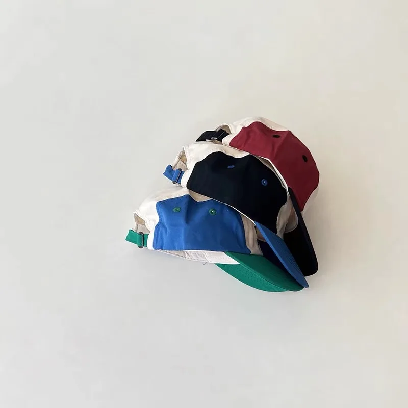 Patchwork Baby Boys Girls Peaked Caps For Kids Short Brim Casual Sun Hat Simple Letter Embroidery Children Baseball Cap