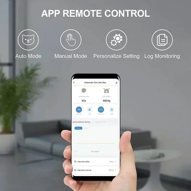 【English Version】Tonepie Automatic Smart Cat Litter Box App Control Pet Toilet Litter Tray Ionic Deodorizer 65L