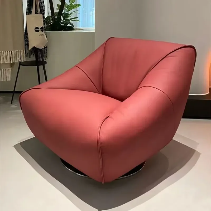 Rotating Single Sofa Chair for Modern Luxury Lounge Living Room Home Seat Leather Bedroom Executive Accent Decorative