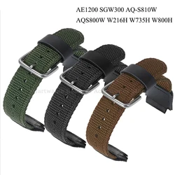 18mm Nylon Watch Band for AE1200 SGW300 AQ-S810W AQS800W W216H W735H W800H Canvas Watch Bracelet Pin Buckle Accessories