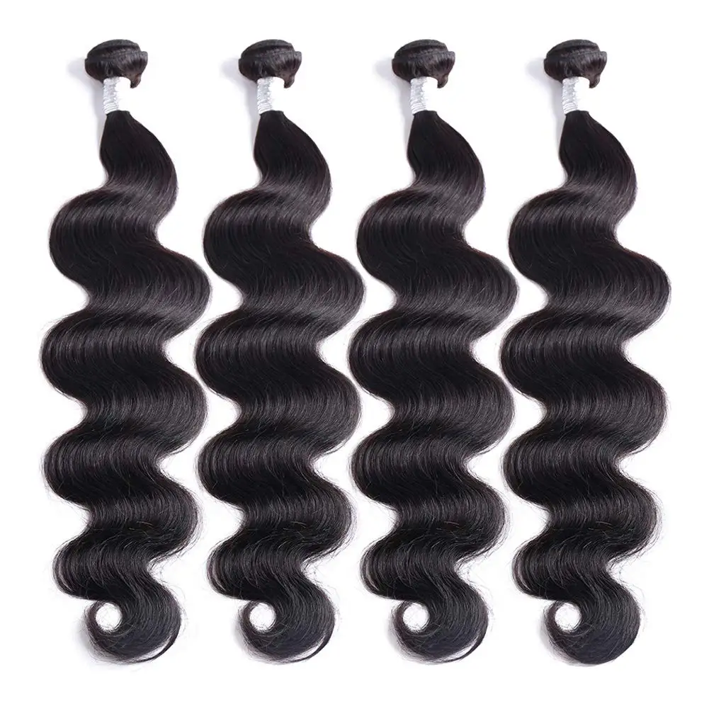 人毛バンドル 22 24 26 28 インチ実体波人毛バンドル 3/4 個厚いブラジリアンヘアエクステンションヘアバンドル