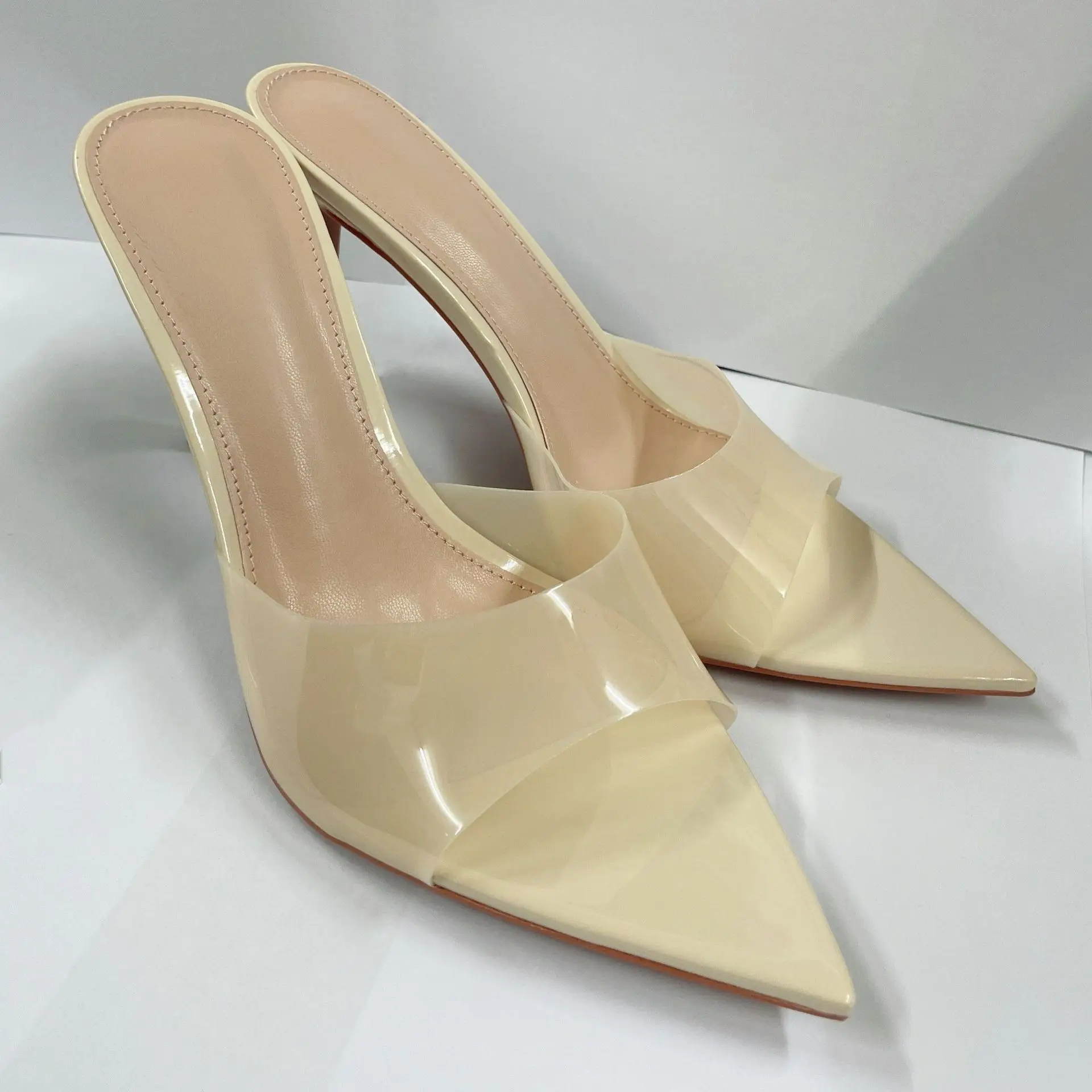 

Summer New Transparent High Heels Women's Versatile Sandals Thin Heels Pointed Sexy Open-toed Women's Slippers