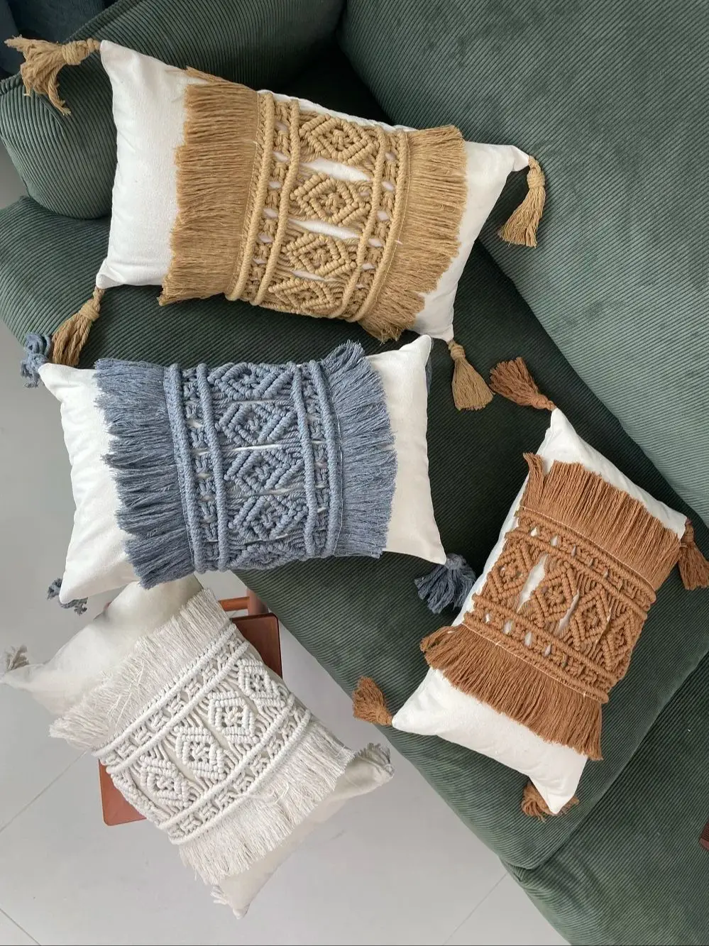 Throw Pillow Covers Woven Boho Macrame Cushion for Case for Bed Sofa Couch for BENCH Car Home Decor Comfy Square Pillow Cases