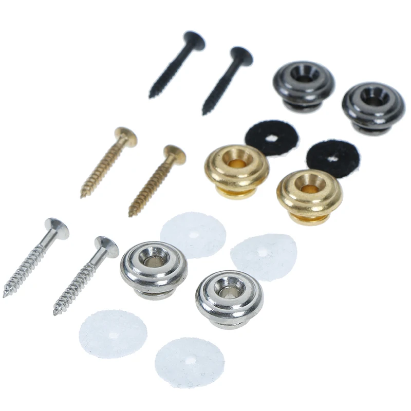 1 Pair Mushroom head guitar strap buttons locks with mounting screws