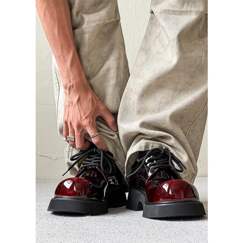 2026 الاسلوب المناسب فستان ملون أحذية رجالي Derbys عالية الكعب 4 سنتيمتر ماركة الذكور الأحذية الارتفاع زيادة 4 سنتيمتر حجم كبير 45 DX734 #3