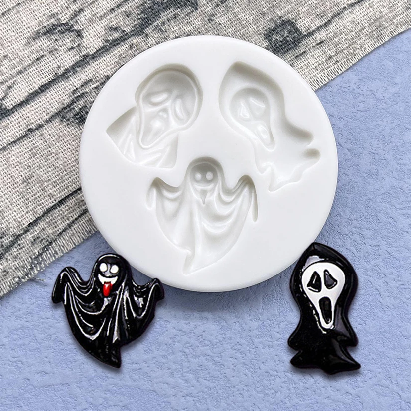 Grim Reaper Ghost Devil Halloween Silicone Sugarcraft Mold Resin Tools Cupcake Baking Mould Fondant Cake Decorating Tools