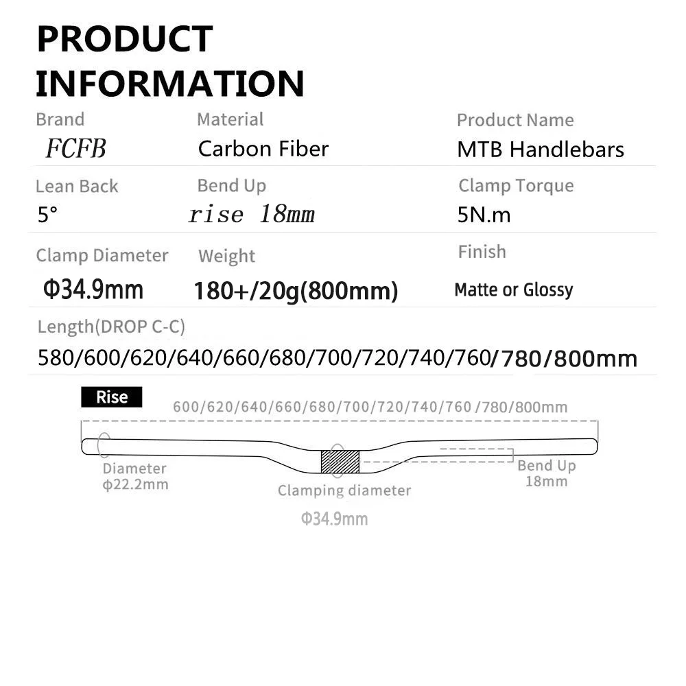 T800 Robuster 3K MTB Vollcarbon-Lenker 35mm 600-800mm Mountainbike Flachlenker Fahrradrahmenteile – Detail 3