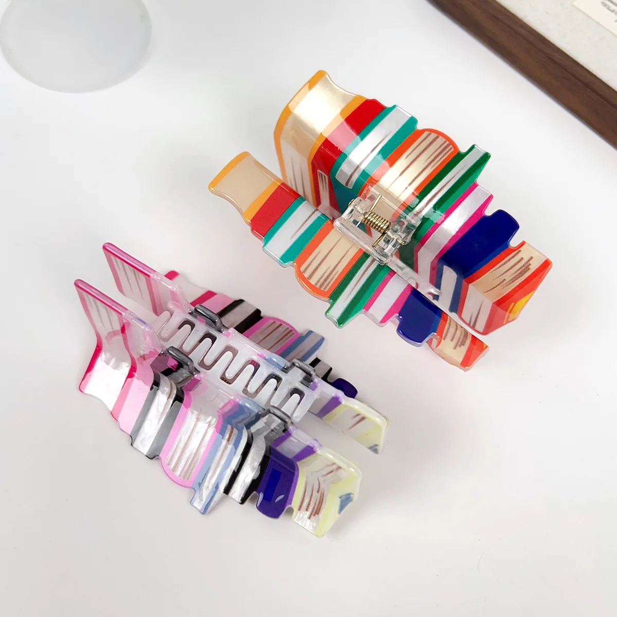 Crab clip shark clip Korean corrugated acrylic grab clip color matching book hairpin fashion hair accessories