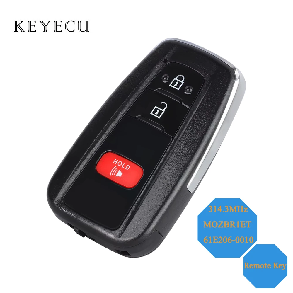 Keyecu 3 Buttons For Toyota C-HR 2018 2019 2020 2021 Smart Remote Car Key Fob 314.3MHz FCC ID: MOZBR1ET Board: 61E206-0010