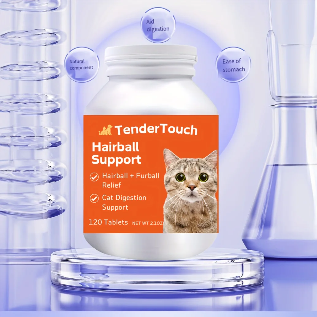 Hairball - 200 Tablets- Hairball Aid Supplement for Cats & Vitamins for Hairball Control and Digestive Support, Helps Eliminate