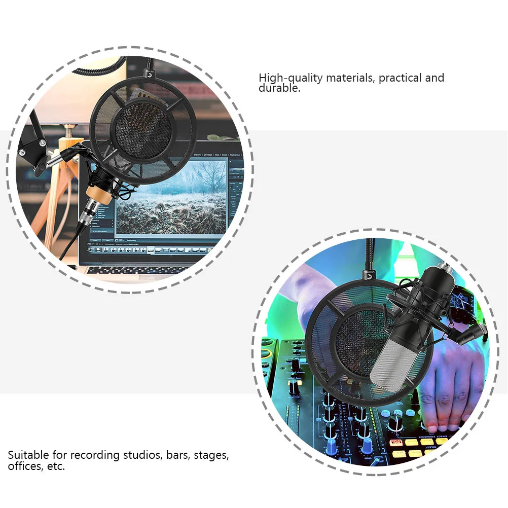 

1Pcs Microphone Filter Protective Wind Screen Cover Black Durable Mic Shield Noise Reduction for Studio Stage Microphone Cover