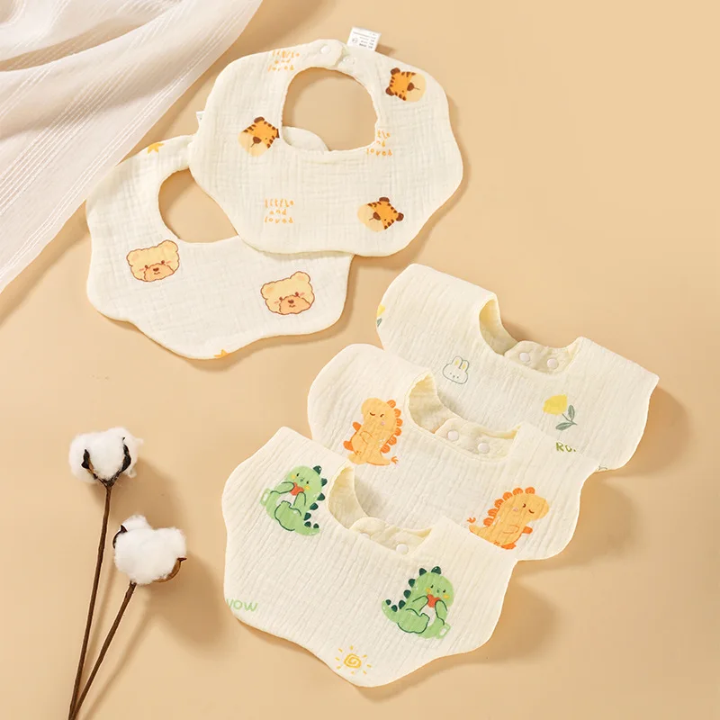 6 Layers Pure Cotton Gauze Petal Bib Children's Saliva Towel 360 Degree Baby Bib Newborn Anti-vomiting Milk Towel Summer