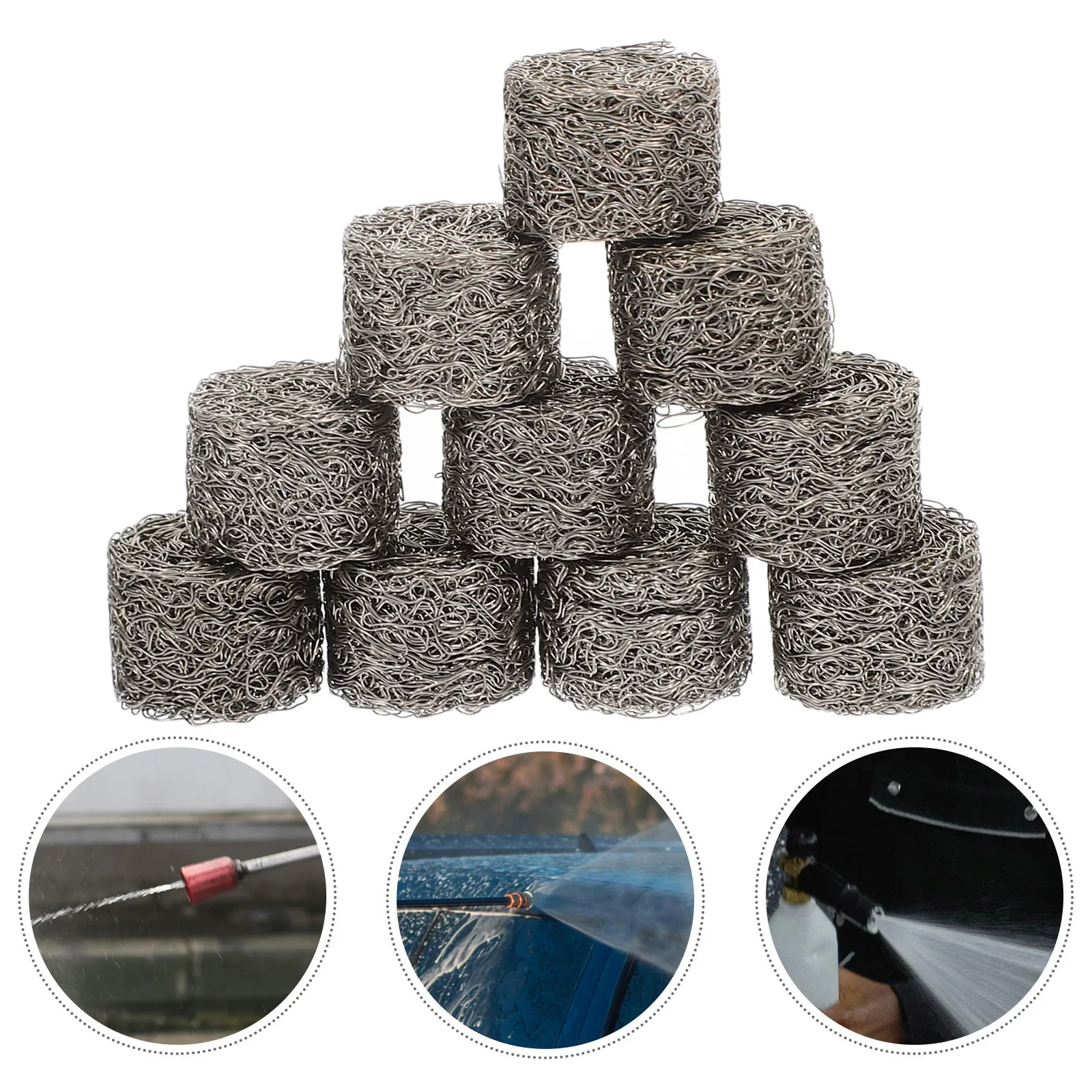 10 Peças de Filtro de Espuma de Aço Inoxidável para Substituição, Gerador de Bolhas de Alta Pressão para Máquinas de Lavagem de Carros, Bicos e Filtros