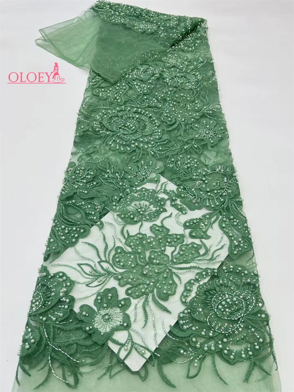 

African Nigerian Elegant 3D Embroidered Lace Fabric 2025 French Tulle Lace Fabric With Stones For Party Wedding XC4325