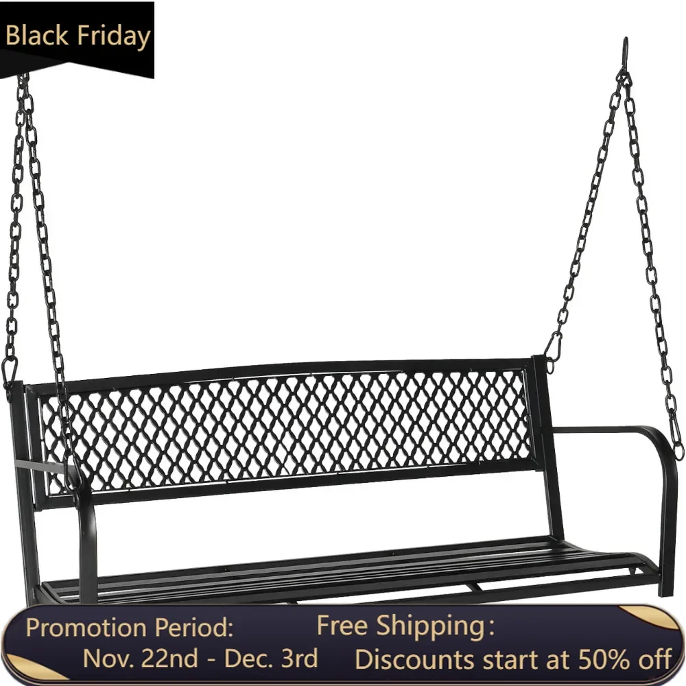 Upgraded metal outdoor swing, 660 pound load-bearing steel swing chair for outdoor use, heavy-duty garden swing bench